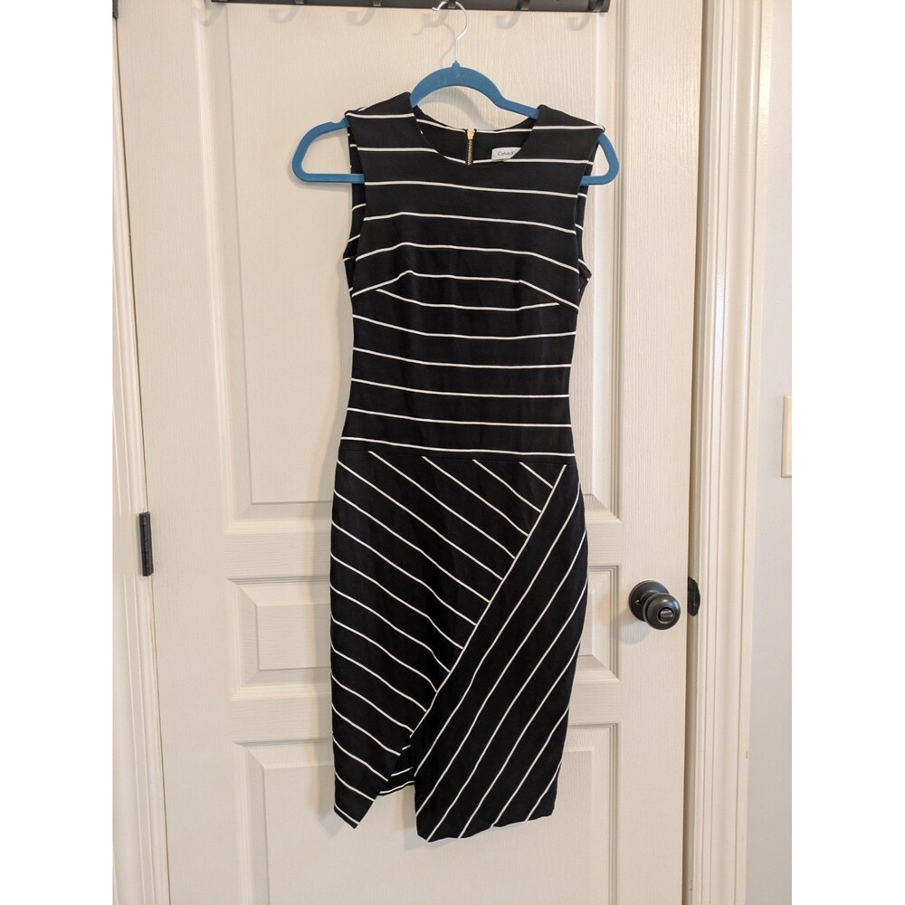 Women's Calvin Klein Sleeveless Sheath Midi Dress S? /Black / White .